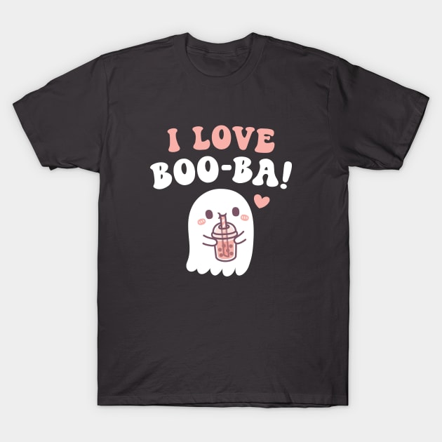 Cute Ghost I Love BOOba Boba Tea Funny T-Shirt by rustydoodle